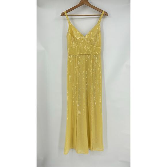 Hutch | NWT Mikayla Butter Yellow Sequin Maxi Dress w/ Side Slit 0 / XS - Picture 5 of 14